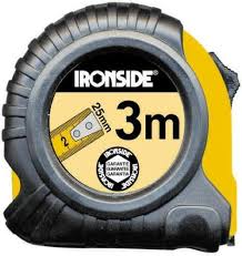 Ironside Rullbandsmått 3 m med Stopp - 19 mm Gummerat Band