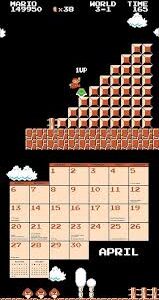 Super Mario Bros. 8-Bit Retro 2025 Väggkalender med Bonus Utskärning