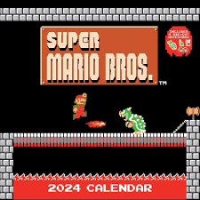 Super Mario Bros. 8-bit Retro 2024 Väggkalender med Bonus Diecut